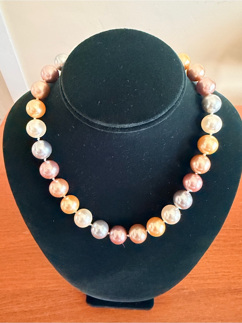 Multicolor Pearl Statement Necklace 925 Sterling Silver Toggle Clasp
